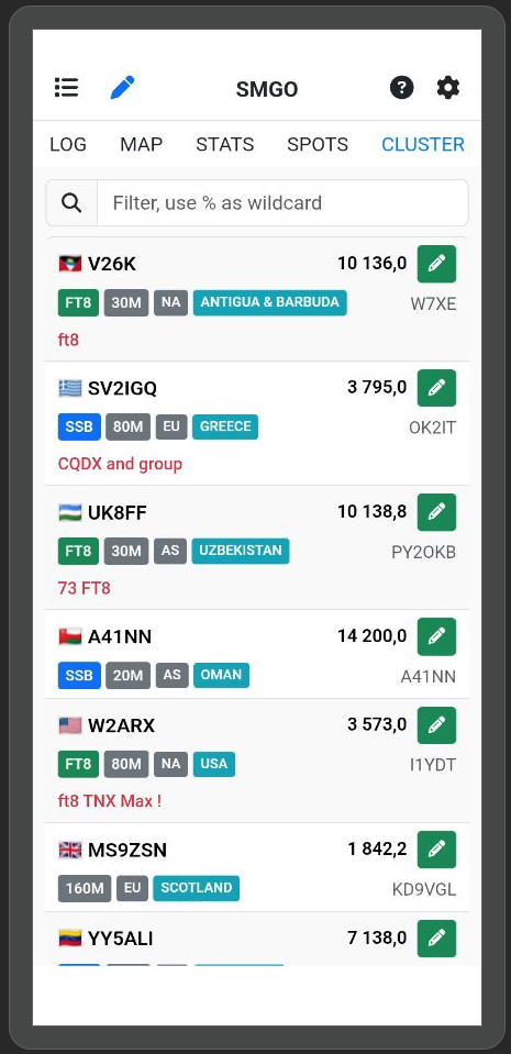 SMGO ham radio mode selection